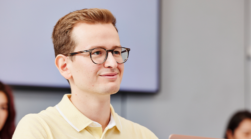 Closeup of student in lecture